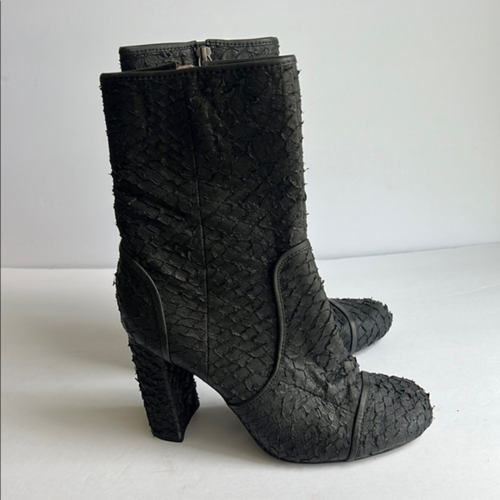 Leon Max Black Textured High-Heel Ankle Boots. 10. GUC!🔥